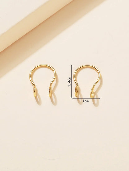 2pcs/set Minimalist Nose Cuff Stainless Steel Popular Piercing Body Jewelry Gift For Women & Men, Stainless Steel Jewelry