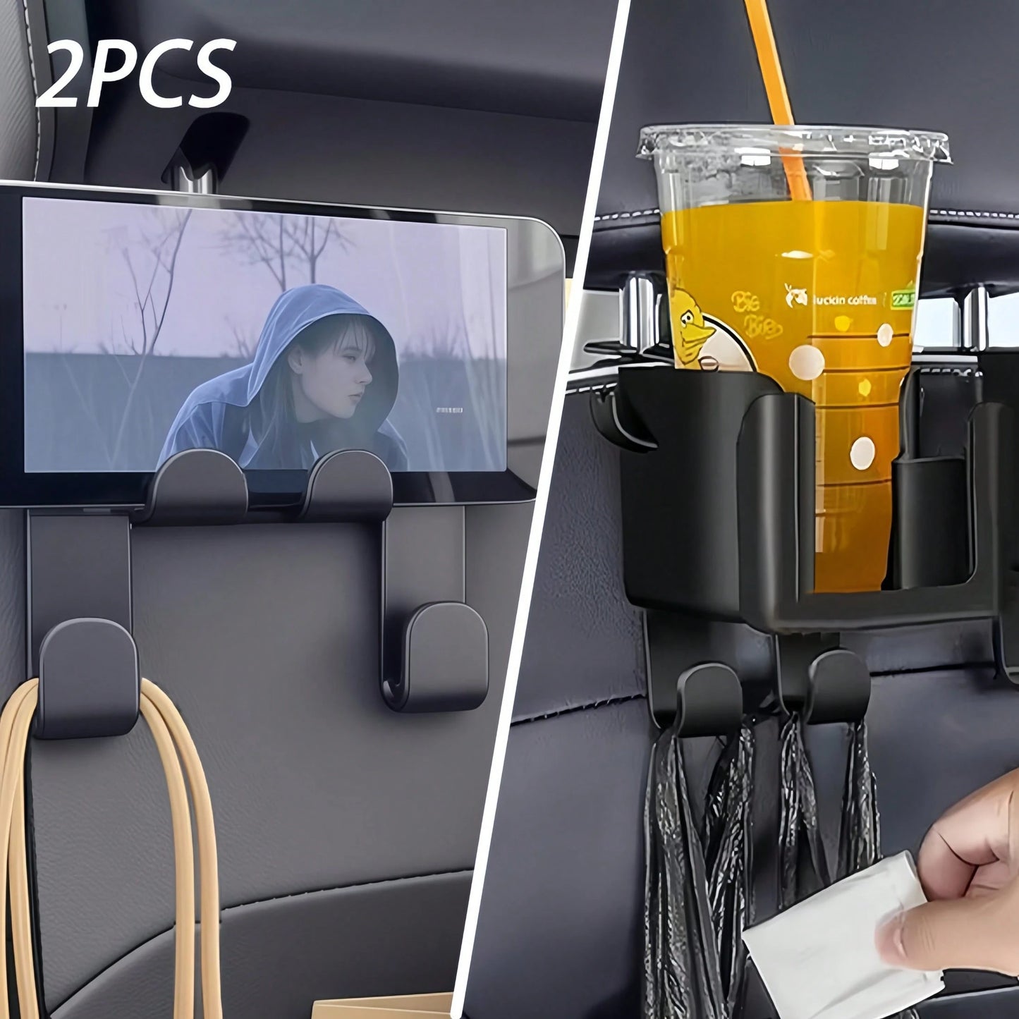 2pcs/Set Multi-Function Car Seat Back Storage Rack, Cup Holder & Hook Integrated Design, Exclusive Rear Seat Organizer, Classify Storage, Tidy Up Car Interior, Practical Accessory
