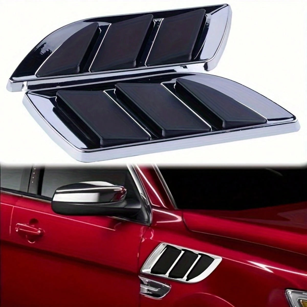 2pcs Shark Gill Car Body Decorative Stickers- Side Realistic Air Intake Decals, Suitable For Hood And Fender, 3D Appearance Modification Accessories, Fits Most Vehicles' Ventilation Styling