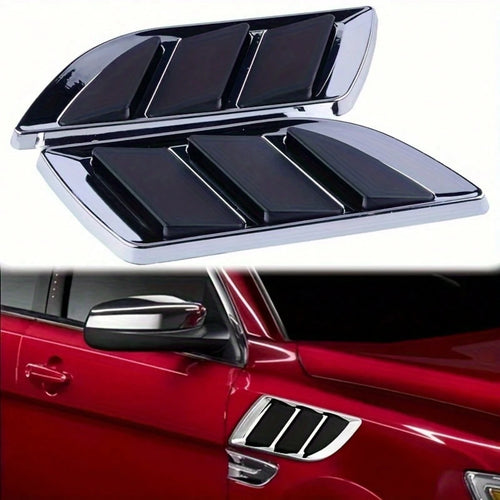 2pcs Shark Gill Car Body Decorative Stickers- Side Realistic Air Intake Decals, Suitable For Hood And Fender, 3D Appearance Modification Accessories, Fits Most Vehicles' Ventilation Styling