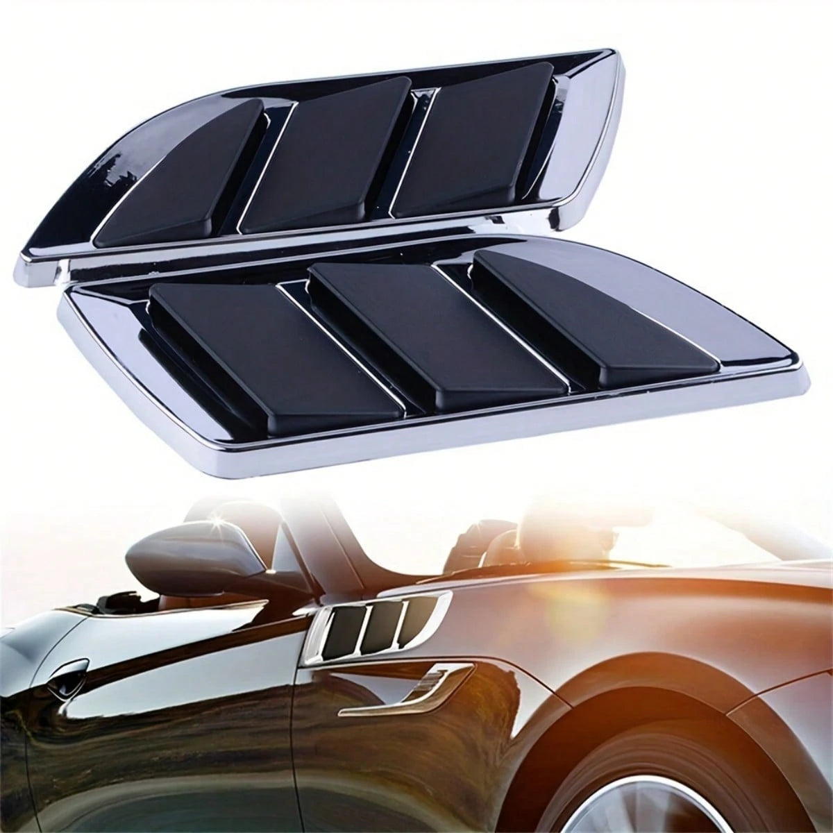 2pcs Shark Gill Car Body Decorative Stickers- Side Realistic Air Intake Decals, Suitable For Hood And Fender, 3D Appearance Modification Accessories, Fits Most Vehicles' Ventilation Styling
