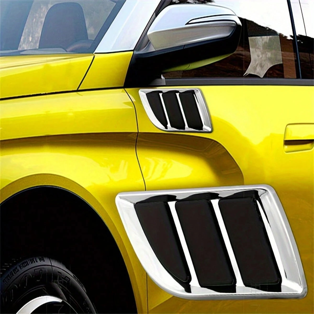 2pcs Shark Gill Car Body Decorative Stickers- Side Realistic Air Intake Decals, Suitable For Hood And Fender, 3D Appearance Modification Accessories, Fits Most Vehicles' Ventilation Styling