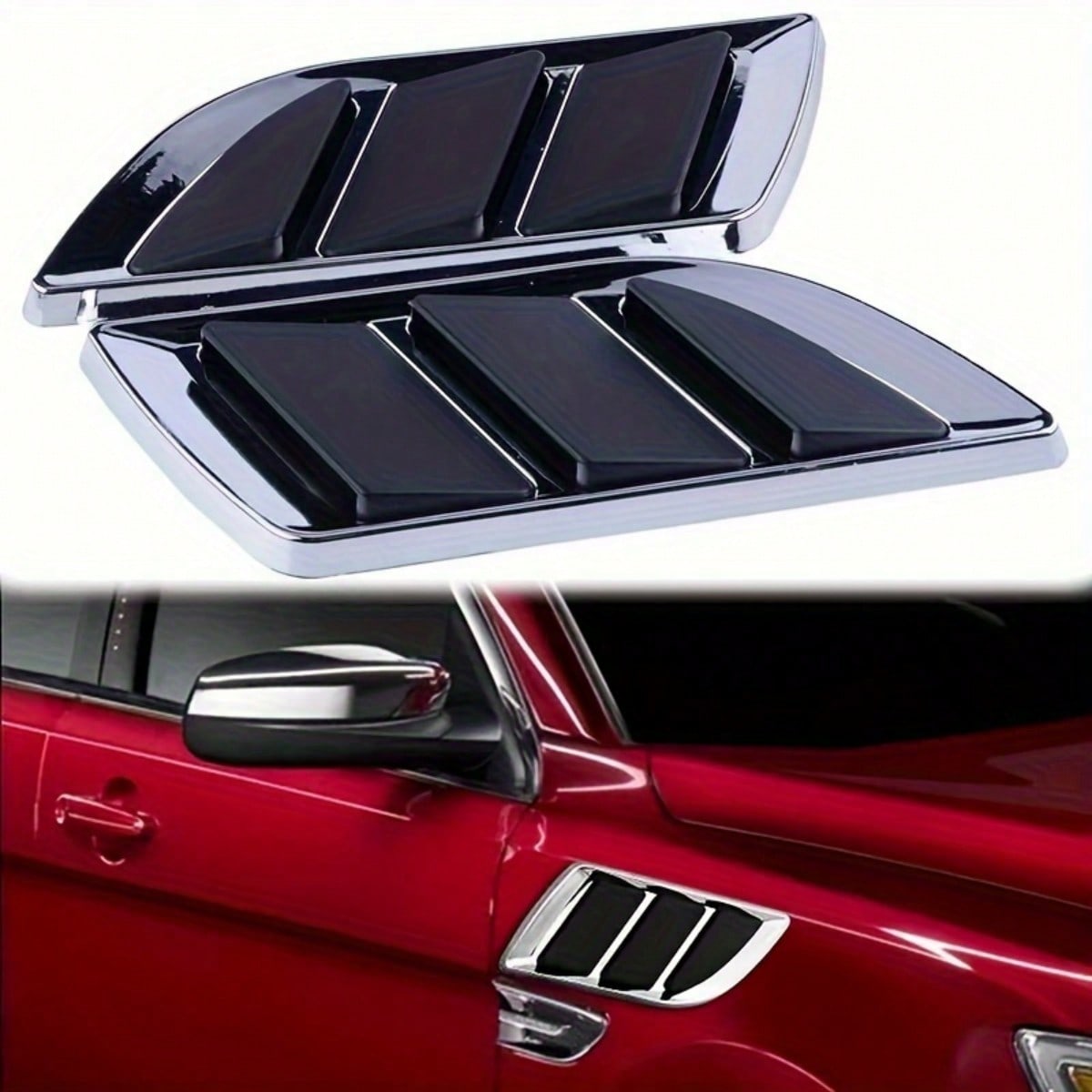 2pcs Shark Gill Car Body Decorative Stickers- Side Realistic Air Intake Decals, Suitable For Hood And Fender, 3D Appearance Modification Accessories, Fits Most Vehicles' Ventilation Styling