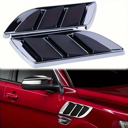 2pcs Shark Gill Car Body Decorative Stickers- Side Realistic Air Intake Decals, Suitable For Hood And Fender, 3D Appearance Modification Accessories, Fits Most Vehicles' Ventilation Styling