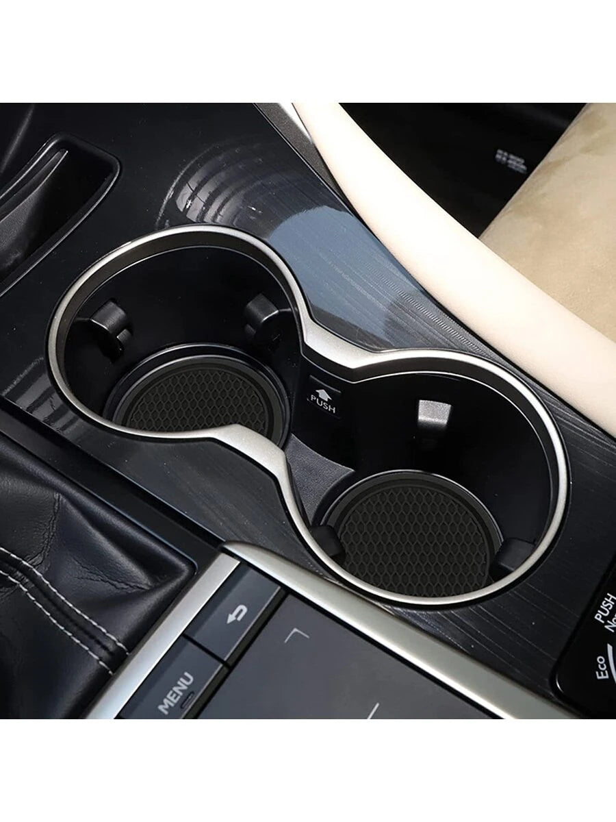 2pcs Silicone Anti-slip Cup Mat With Diamond Decoration, Creative Heat-insulating Car Accessories