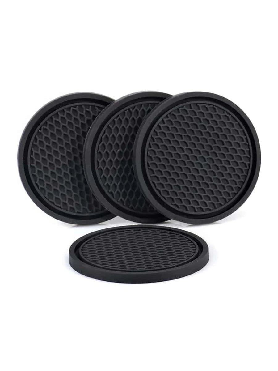 2pcs Silicone Anti-slip Cup Mat With Diamond Decoration, Creative Heat-insulating Car Accessories