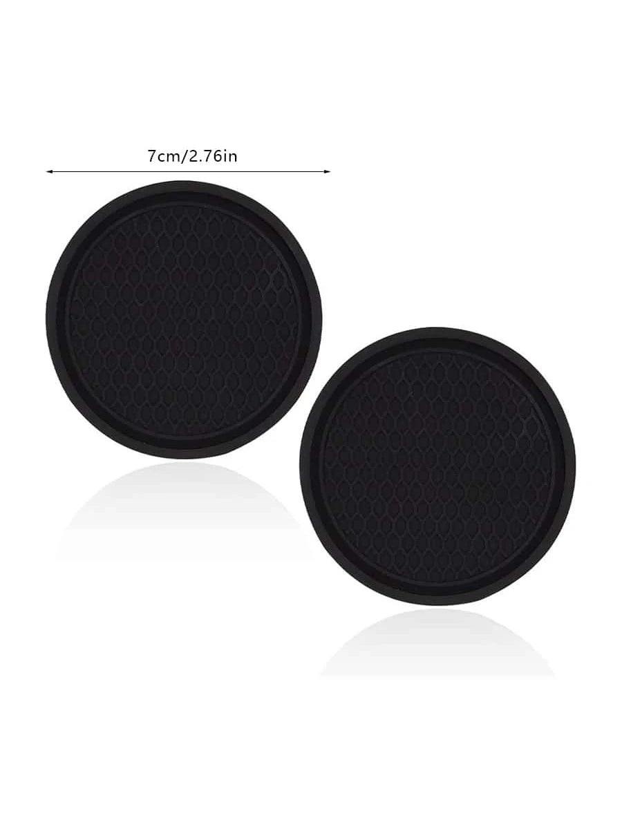 2pcs Silicone Anti-slip Cup Mat With Diamond Decoration, Creative Heat-insulating Car Accessories
