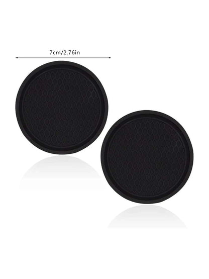 2pcs Silicone Anti-slip Cup Mat With Diamond Decoration, Creative Heat-insulating Car Accessories