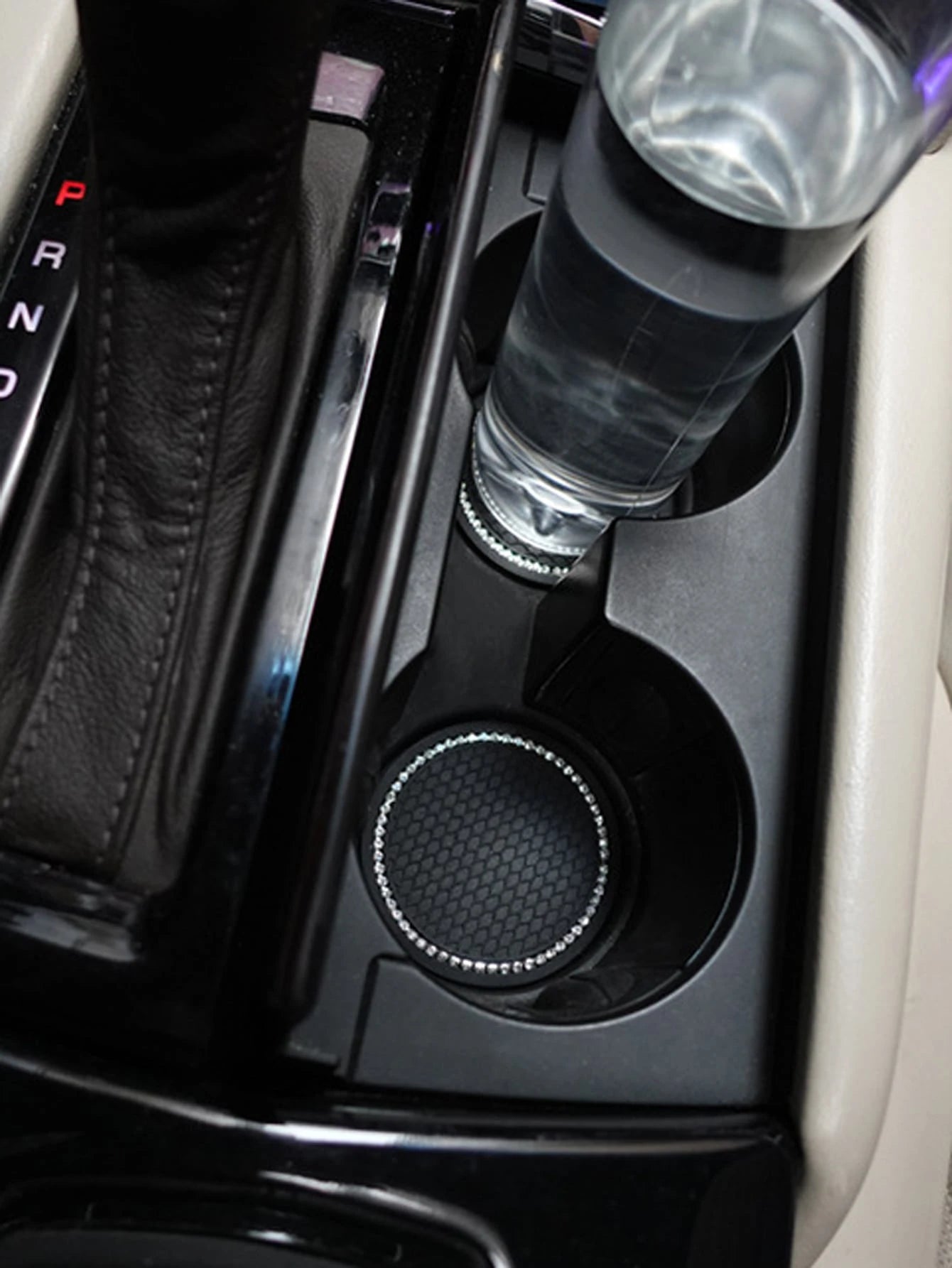 2pcs Silicone Anti-slip Cup Mat With Diamond Decoration, Creative Heat-insulating Car Accessories