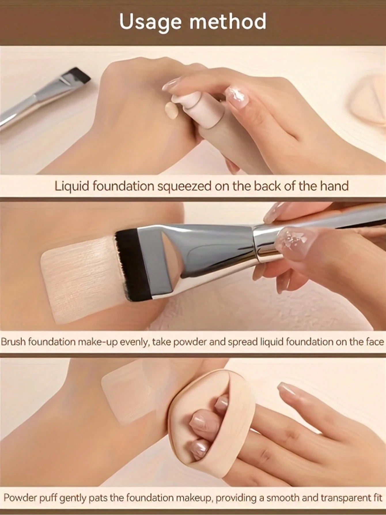 2pcs Ultra-Thin Foundation Brush Lightweight Face Contour Brush Flat Mask Brush Mixing Foundation Cream Makeup Brush, Silver Foundation Brush, Makeup Brush Foundation Makeup Tool Flat Foundation Brush