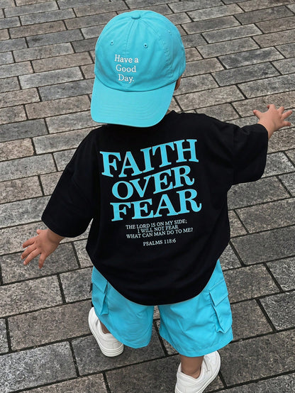 2pcs Unisex Baby Boy/Girl Casual Slogan Print Short Sleeve T-Shirt And Cargo Shorts Set, Baby Boy Outfit, Baby Boy Summer Clothes, Streetwear