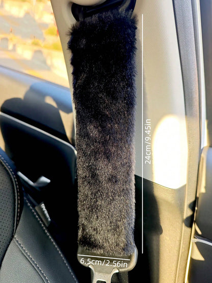 2pcs Winter Warm Short Plush Shoulder Protection, Warm And Anti Strangulation Seat Belt Protective Cover