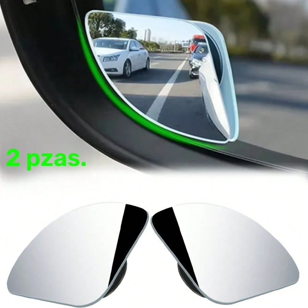 2pcs YASEENLIN Universal Glass Car Wide Angle Blind Spot Rearview Mirrors, 360° Adjustable, High Definition, Frameless, Small Fan-Shaped, Heart-Shaped, Non-Myopia Lens Curvature, Universal Fit For All