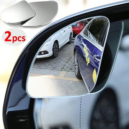 2pcs YASEENLIN Universal Glass Car Wide Angle Blind Spot Rearview Mirrors, 360° Adjustable, High Definition, Frameless, Small Fan-Shaped, Heart-Shaped, Non-Myopia Lens Curvature, Universal Fit For All