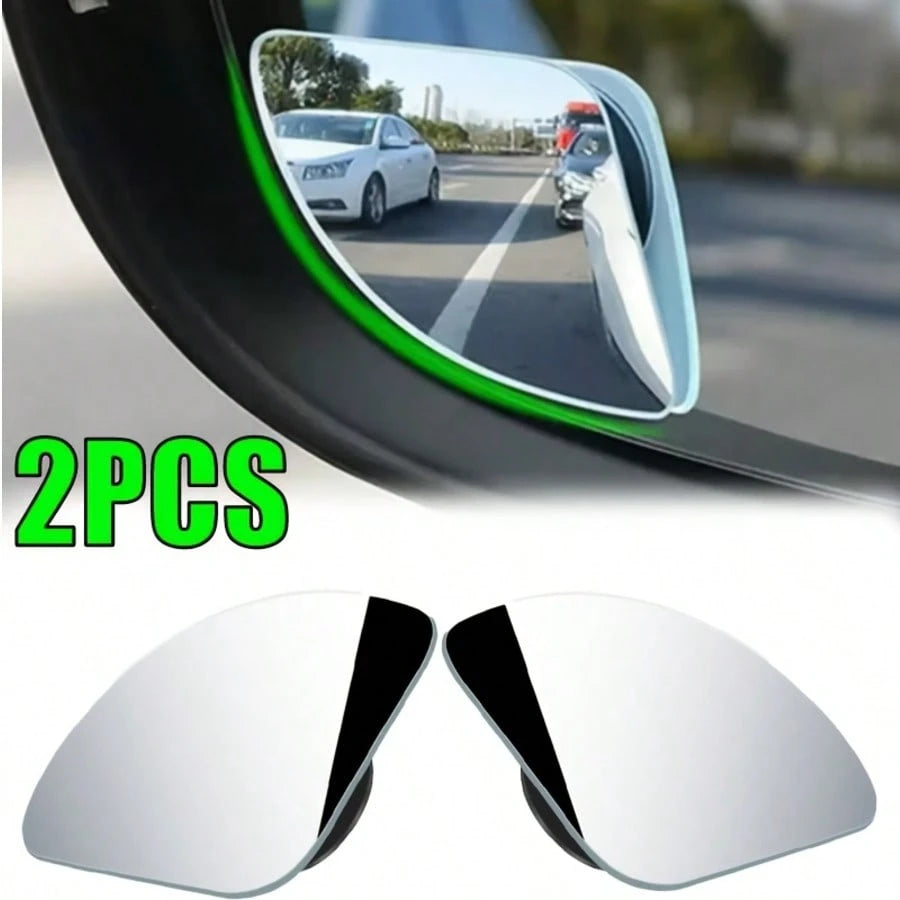 2pcs YASEENLIN Universal Glass Car Wide Angle Blind Spot Rearview Mirrors, 360° Adjustable, High Definition, Frameless, Small Fan-Shaped, Heart-Shaped, Non-Myopia Lens Curvature, Universal Fit For All