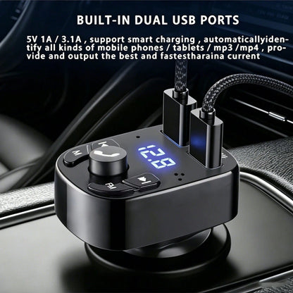 3.1A Car Audio MP3 Modulator Player, Audio Receiver With 2 USB Fast Charging Ports, Compatible With Apple, Android Phones, Laptops, Supports Fast Charging And Multi-Device, Compact Design For Efficien