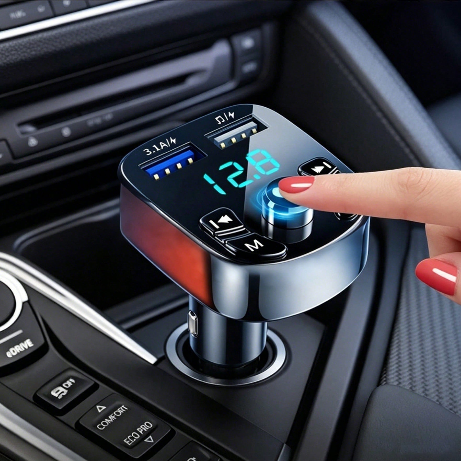 3.1A Car Audio MP3 Modulator Player, Audio Receiver With 2 USB Fast Charging Ports, Compatible With Apple, Android Phones, Laptops, Supports Fast Charging And Multi-Device, Compact Design For Efficien
