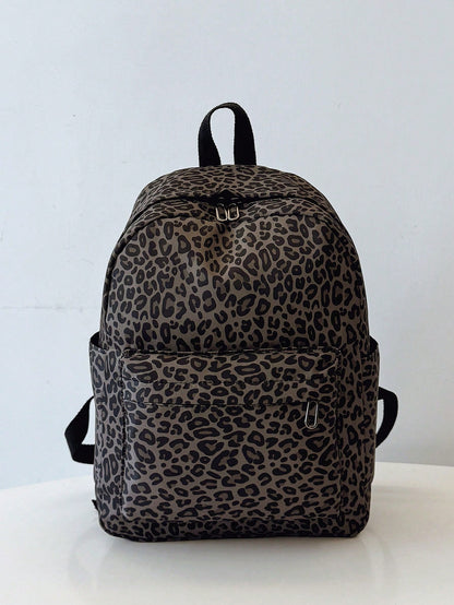 3-In-1 Casual Leopard Print Backpack Set, Includes Backpack, Lunch Bag, Crossbody Bag And Pencil Case, With Laptop Compartment, Multi-Pocket, Large Capacity, Suitable For Daily Use/Vacation/Travel/Bac