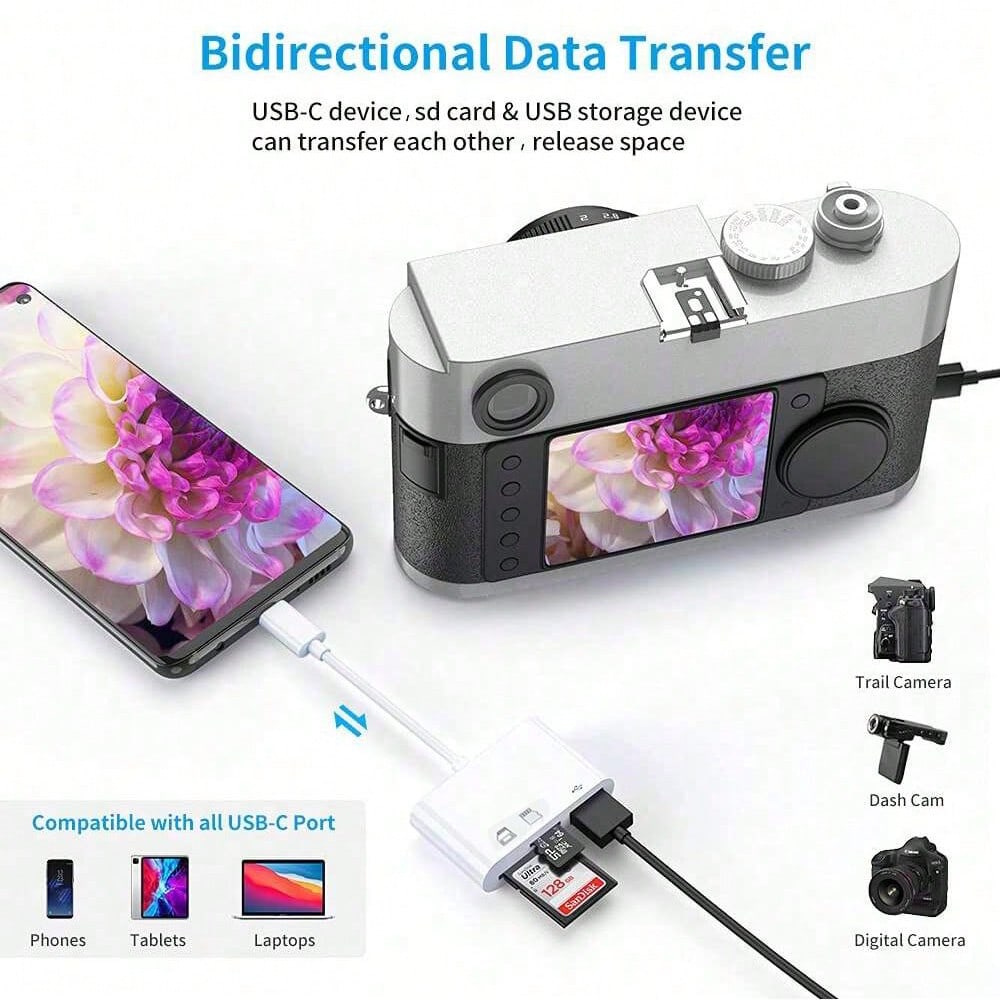 3-In-1 USB-C Micro SD Card Reader Adapter, Compatible With IPad Pro, And More USB-C Devices