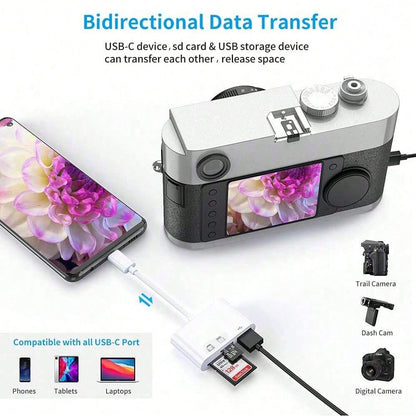 3-In-1 USB-C Micro SD Card Reader Adapter, Compatible With IPad Pro, And More USB-C Devices