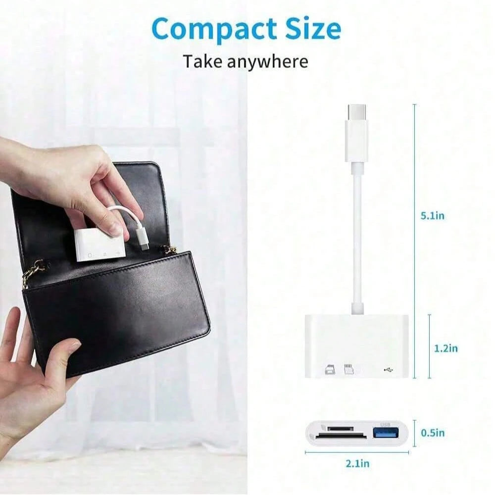 3-In-1 USB-C Micro SD Card Reader Adapter, Compatible With IPad Pro, And More USB-C Devices