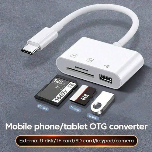 3-In-1 USB/OTG Adapter Card Reader High-Speed Data Transfer Male To Female Storage Card Reader For Phone/Camera/Computer Compatible With IPhone 17/16/15/14/13/12/11/XS/XR/X/8/7/ Series Plug And Play N