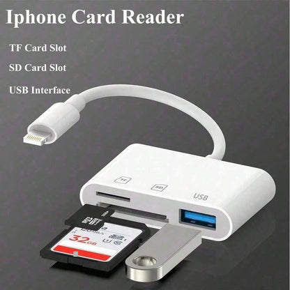 3-In-1 USB/OTG Adapter Card Reader High-Speed Data Transfer Male To Female Storage Card Reader For Phone/Camera/Computer Compatible With IPhone 17/16/15/14/13/12/11/XS/XR/X/8/7/ Series Plug And Play N