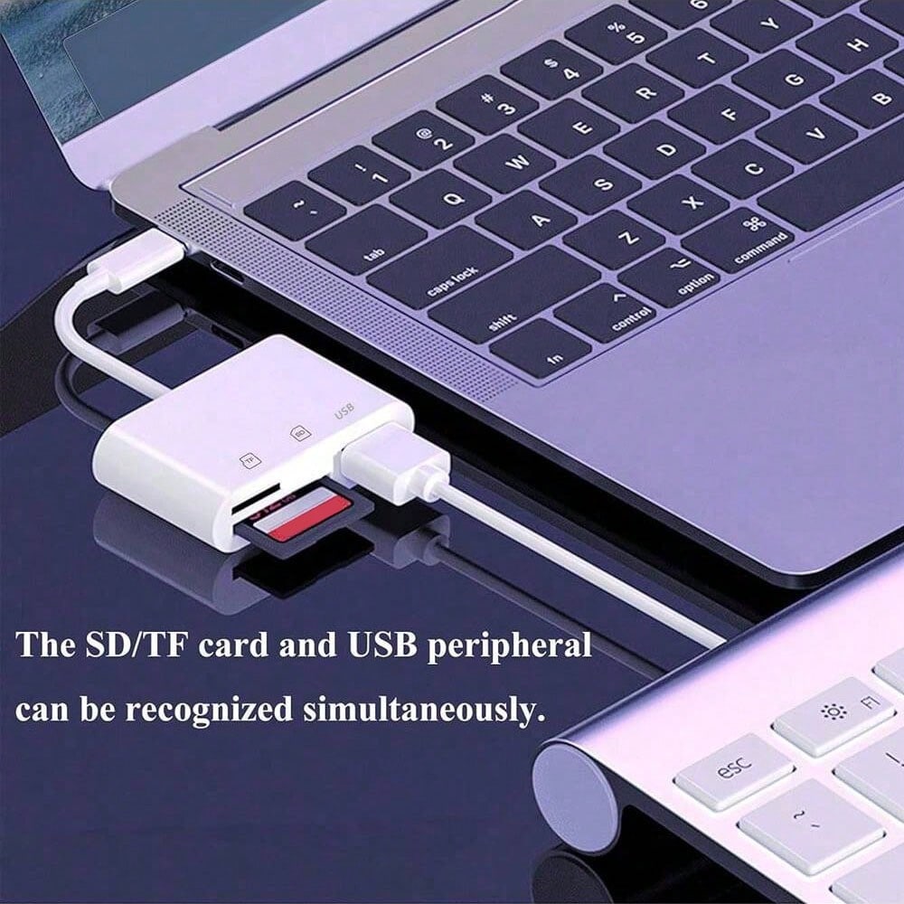 3-In-1 USB/OTG Adapter Card Reader High-Speed Data Transfer Male To Female Storage Card Reader For Phone/Camera/Computer Compatible With IPhone 17/16/15/14/13/12/11/XS/XR/X/8/7/ Series Plug And Play N