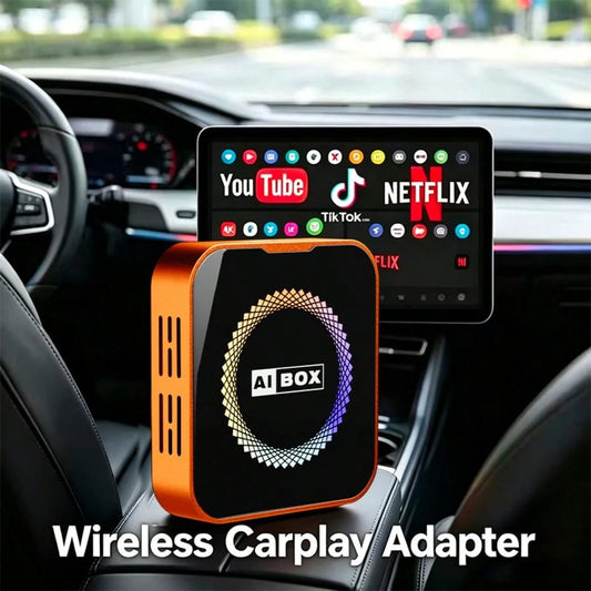 3-In-1 Wireless CarPlay & Android Auto Adapter, Compatible With NF/YT/Tk Streaming, Supports TF Card Expansion, Plug & Play & Easy Setup, Designed For Factory Wired CarPlay & Android Auto Vehicles, Sm