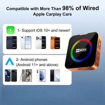 3-In-1 Wireless CarPlay & Android Auto Adapter, Compatible With NF/YT/Tk Streaming, Supports TF Card Expansion, Plug & Play & Easy Setup, Designed For Factory Wired CarPlay & Android Auto Vehicles, Sm