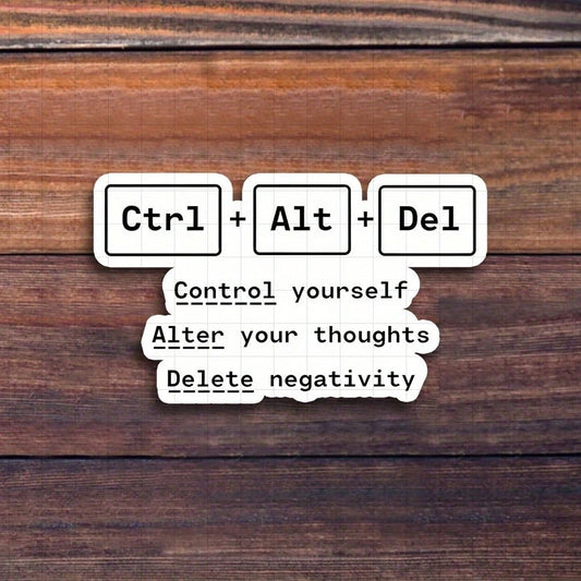 3-Inch "Ctrl + Alt + Del Sticker, Perfect For Tech Enthusiasts! Use It On Laptops, Notebooks, And Office Decor. Great For Programmers, Students, And Anyone In Tech. Categories: Humorous Stickers, Tech