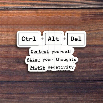 3-Inch "Ctrl + Alt + Del Sticker, Perfect For Tech Enthusiasts! Use It On Laptops, Notebooks, And Office Decor. Great For Programmers, Students, And Anyone In Tech. Categories: Humorous Stickers, Tech