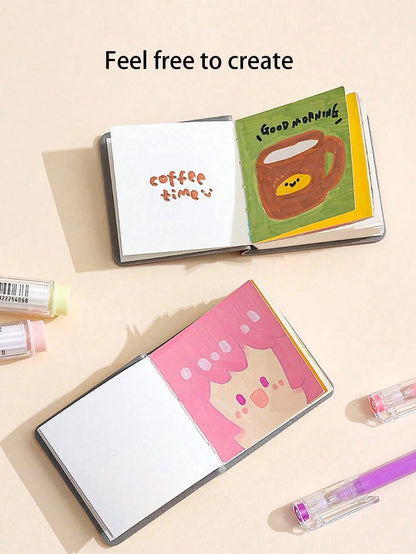 3 Packs Mini Square Watercolor Sketchbooks, 48 Sheets/96 Pages Of Thick Paper, Imitation Leather Cover- Painting Art Supplies, Blank Notebook For Drawing, Portable Pocket Notebook, Back To School,Sch