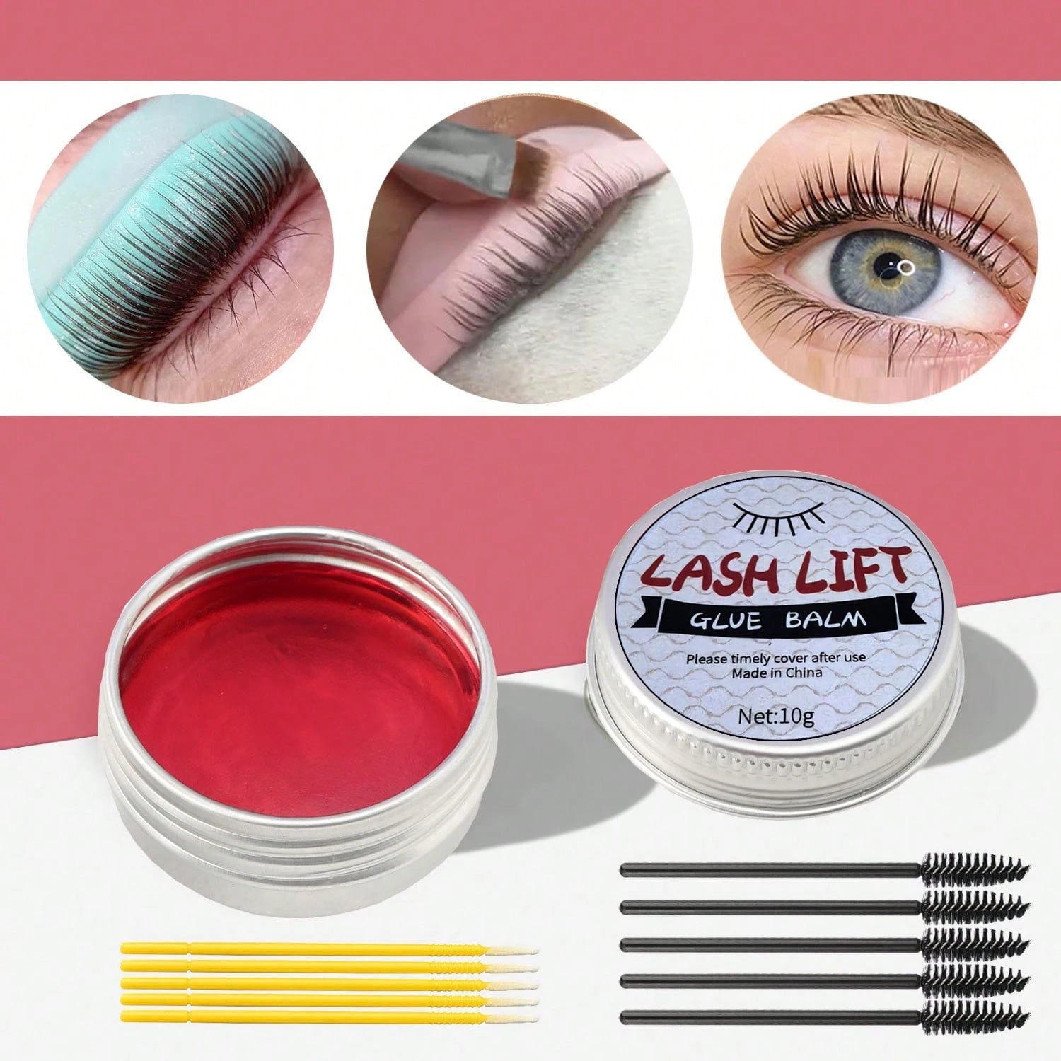 3 PiecesEyelash Lifting Gel Tool Set, Including Solid Eyelash Lifting Glue And An Eyelash Lifting Rod With Brush, For Eyelash Lifting And Eyebrow Laminating Without The Need For Glue. The Eyelash Perm