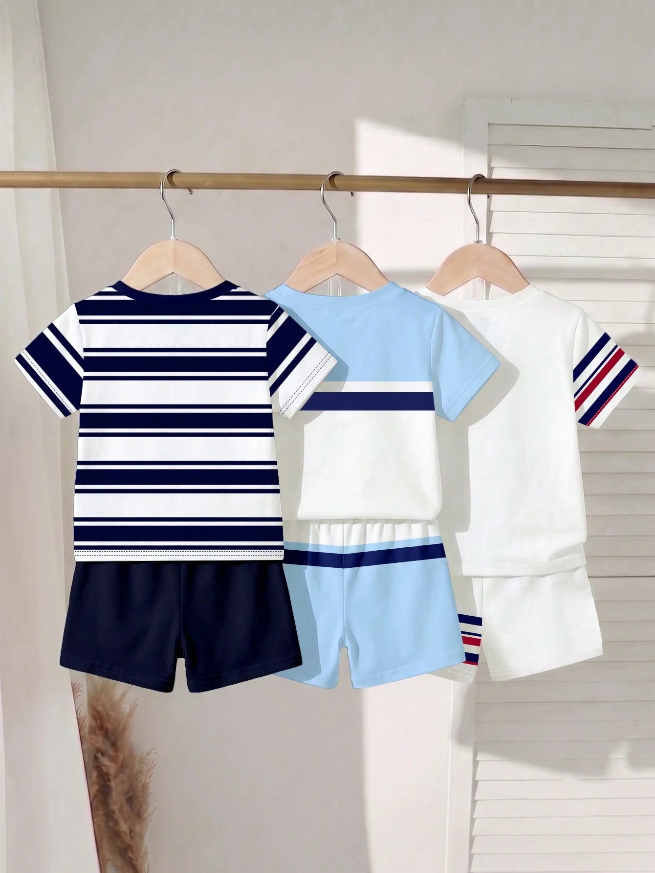 3 Sets Baby Boy Round Neck Short Sleeve T-Shirt And Shorts Casual Daily Outfit,School Clothes, Suitable For Summer Outings And Play