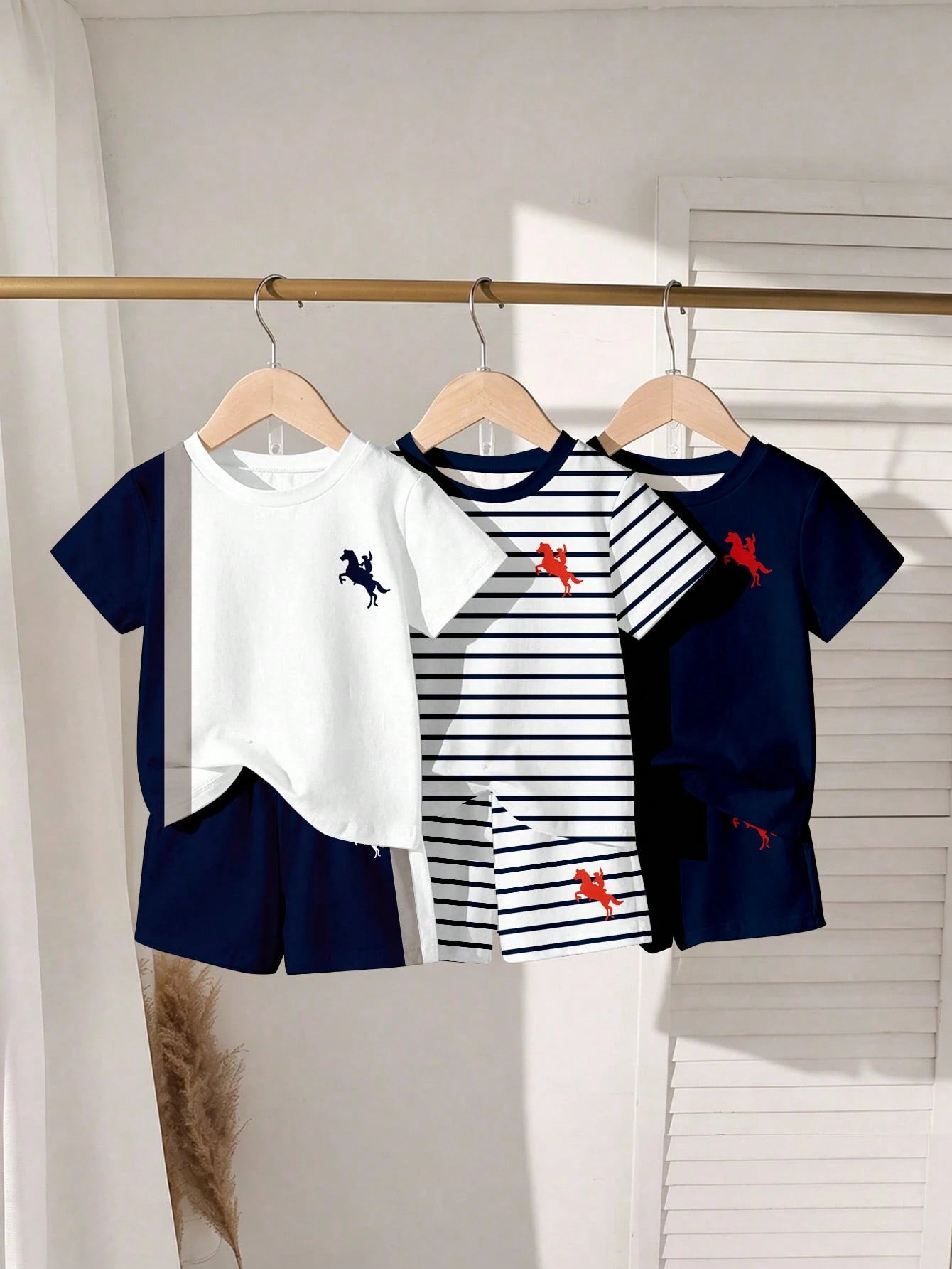 3 Sets Baby Boy Round Neck Short Sleeve T-Shirt And Shorts Casual Daily Outfit,School Clothes, Suitable For Summer Outings And Play