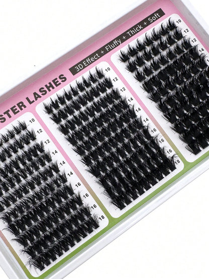 300D+200D+160D/160D+100D+60D Spiky Cluster False Eyelashes 180pcs/260pcs Thick Spiky Single Cluster Eyelashes 10-18mm Super Fluffy Fairy Style D/DD Curl Faux Mink Eyelash Extensions