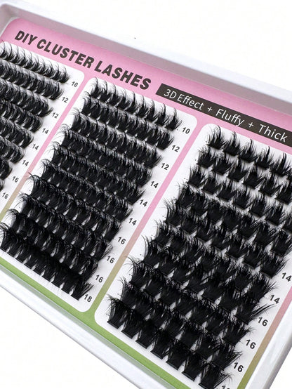 300D+200D+160D/160D+100D+60D Spiky Cluster False Eyelashes 180pcs/260pcs Thick Spiky Single Cluster Eyelashes 10-18mm Super Fluffy Fairy Style D/DD Curl Faux Mink Eyelash Extensions