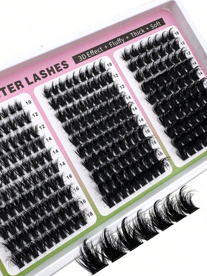 300D+200D+160D/160D+100D+60D Spiky Cluster False Eyelashes 180pcs/260pcs Thick Spiky Single Cluster Eyelashes 10-18mm Super Fluffy Fairy Style D/DD Curl Faux Mink Eyelash Extensions