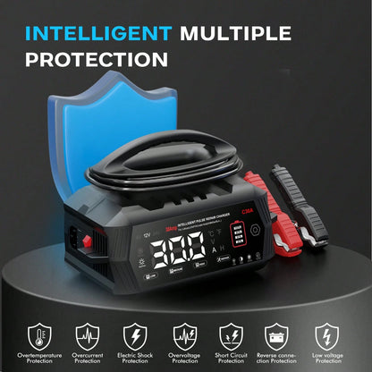 30Amp Smart Car Battery Charger, 12V/24V Automotive Charger, Lead-Acid Battery, LiFePO4 Battery Maintainer With LCD Display, Trickle Charger, For Lawn Mower, Motorcycle, AGM, STD, Gel, EFB,Etc