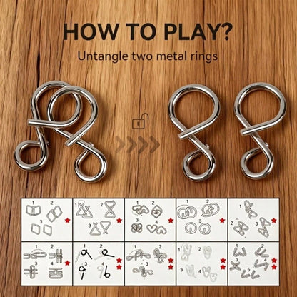 30pcs Metal Puzzle Gift Set (Includes 1 Set Of Nine-Link Rings, 29 Sets Of Brain Teaser Unlocking Puzzles), Ring And Lock Puzzles, Oriental Kongming Lock, Luban Lock, Exercises Hand-Brain Flexibility