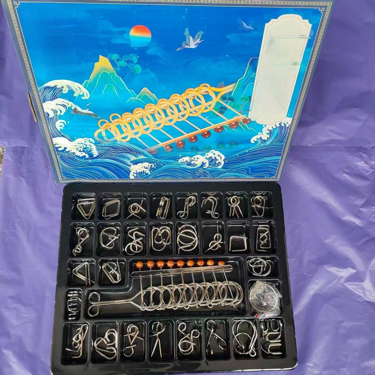 30pcs Metal Puzzle Gift Set (Includes 1 Set Of Nine-Link Rings, 29 Sets Of Brain Teaser Unlocking Puzzles), Ring And Lock Puzzles, Oriental Kongming Lock, Luban Lock, Exercises Hand-Brain Flexibility