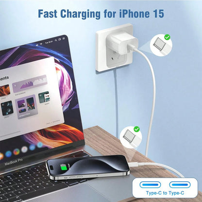 30W Apple Fast Charging Kit USB-C Fast Charging Adapter Charging Block, With 6.6FT/200cm Long Charging Cable Data Line USB-C To Type-C Charging Kit, Compatible With IPhone 17/16/15/Pro Max Plus,,, C