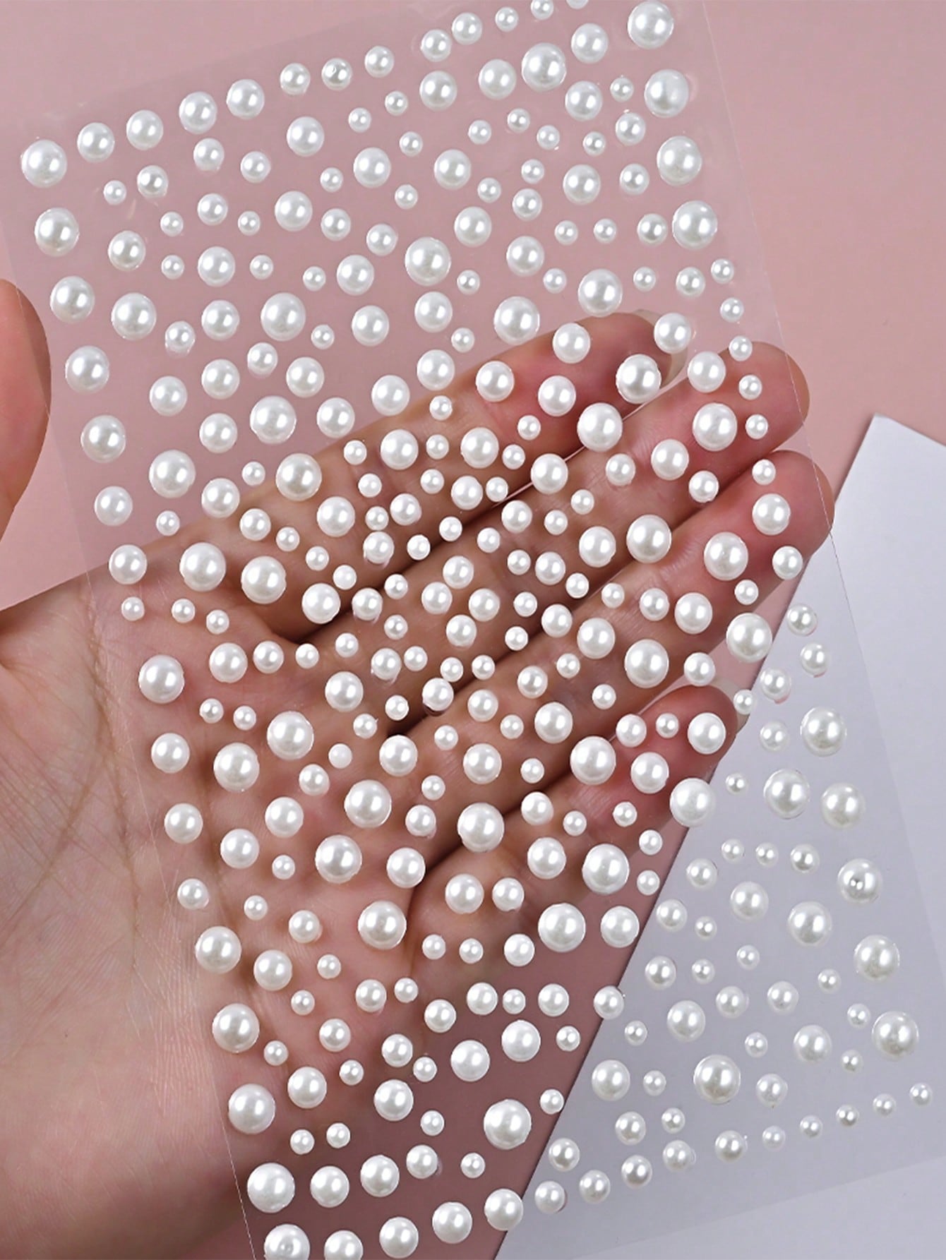 325pcs Y2K 3D Self-Adhesive DIY Pearl Face Decor Stickers, 325pcs White Glitter Pearl Acrylic & Rhinestone Stickers, 1 Sheet 3D Stickers For Makeup, Hair, Face, Nails, Decoration