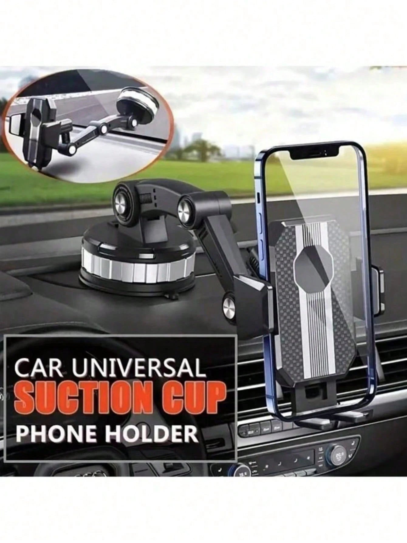 360 Degree Rotating Phone Holder- Durable ABS Material, Adjustable Arm And Clip Dashboard Mount Suitable For Cars, Trucks, And Construction Vehicles