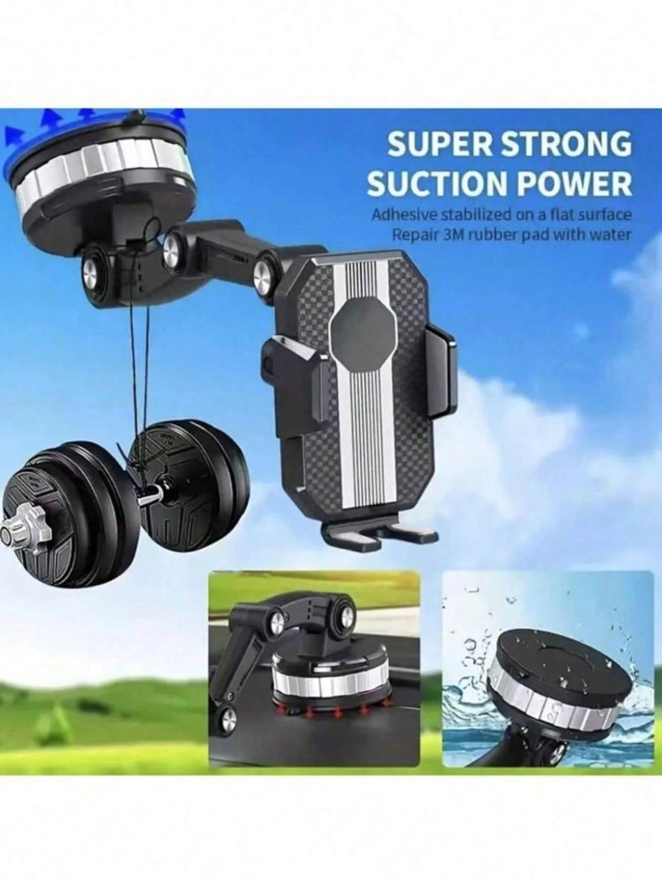 360 Degree Rotating Phone Holder- Durable ABS Material, Adjustable Arm And Clip Dashboard Mount Suitable For Cars, Trucks, And Construction Vehicles