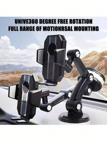 360 Degree Rotating Phone Holder- Durable ABS Material, Adjustable Arm And Clip Dashboard Mount Suitable For Cars, Trucks, And Construction Vehicles