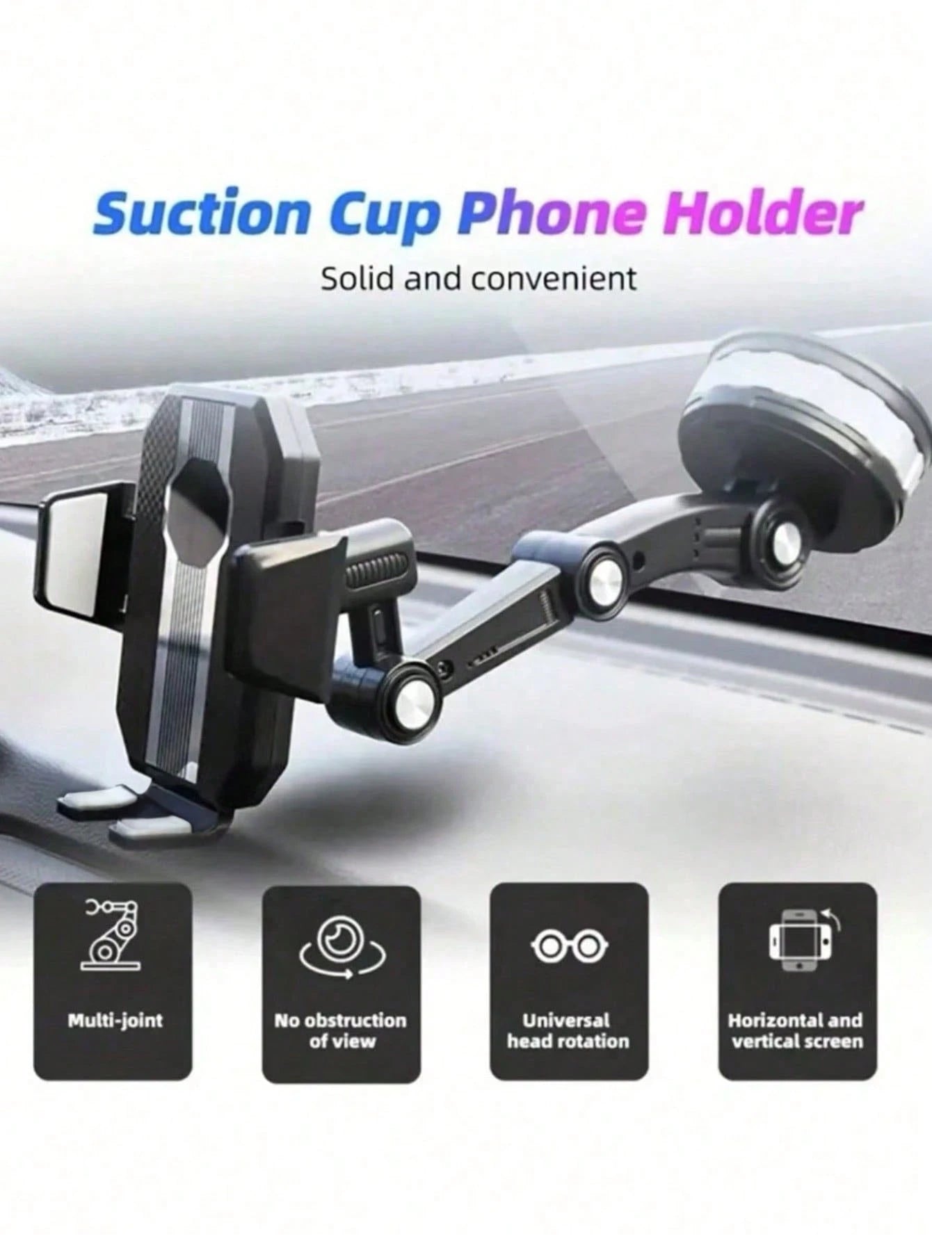 360 Degree Rotating Phone Holder- Durable ABS Material, Adjustable Arm And Clip Dashboard Mount Suitable For Cars, Trucks, And Construction Vehicles