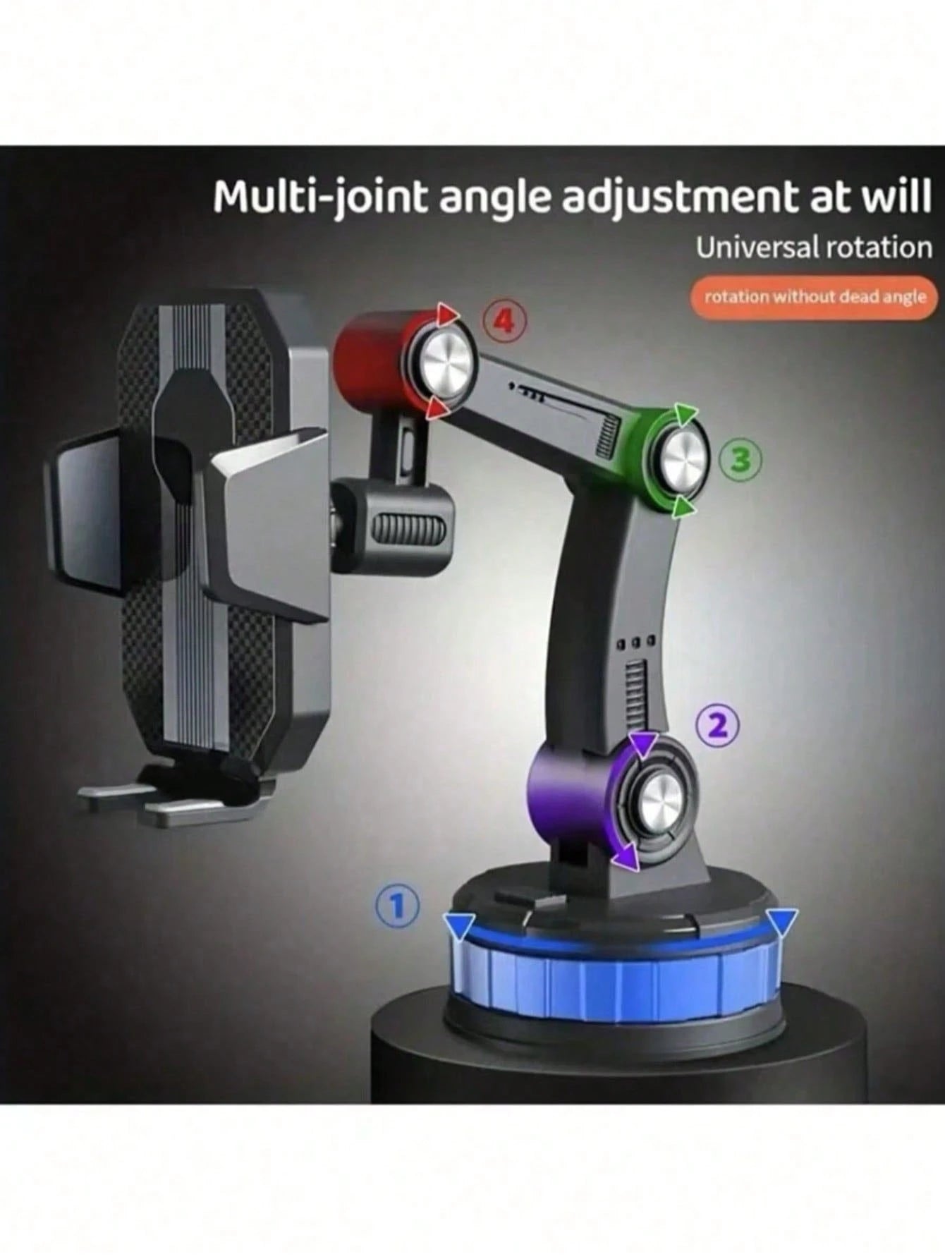 360 Degree Rotating Phone Holder- Durable ABS Material, Adjustable Arm And Clip Dashboard Mount Suitable For Cars, Trucks, And Construction Vehicles