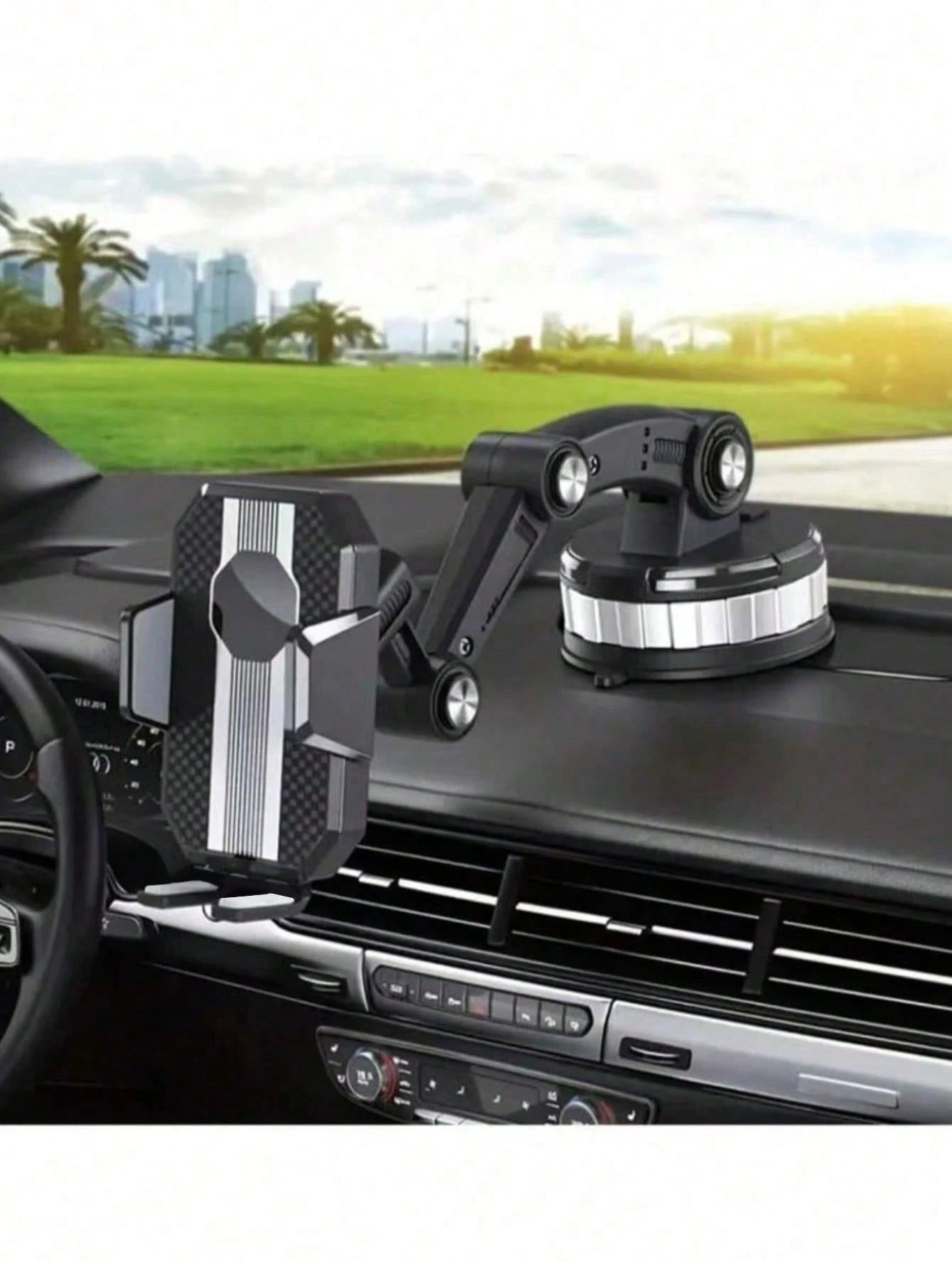 360 Degree Rotating Phone Holder- Durable ABS Material, Adjustable Arm And Clip Dashboard Mount Suitable For Cars, Trucks, And Construction Vehicles